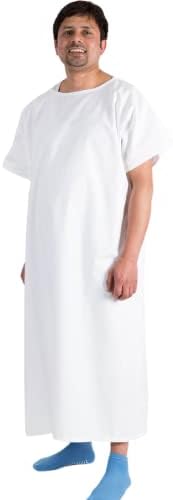 Interweave Healthcare Hospital Patient Operation Gown One Size, Unisex Fit, Opening at Back - As Used by The NHS, White With Diamond Pattern
