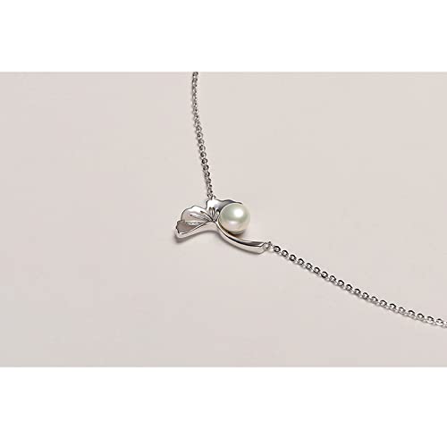 Collier S925 argent perle d'eau douce contre le ternissement, style feuille
