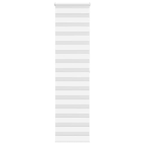 Mokuyary Cebra persiana blanca 55 x 200 cm ancho de tela 50 cm poliéster día y noche cebra persiana enrollable fácil de montar para ventana y puerta
