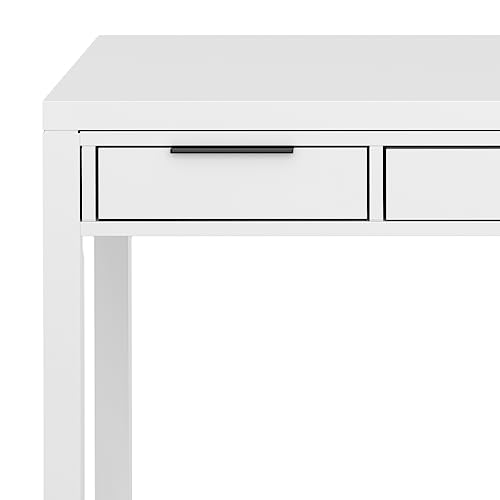 SIMPLIHOME Hollander Desk - 60-Inch Wide Solid Wood Writing Desk in White, Contemporary Home Office Computer Table for Workspace or Study with 2 Drawers and Flip-Down Keyboard Tray