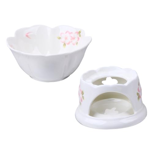 COOLHIYA Pentola per Fonduta in Ceramica Multifunzionale per Sciogliere Cioccolato e Formaggio, Set Leggero e Portatile per Casa e Regali, Facile da Pulire e Riporre