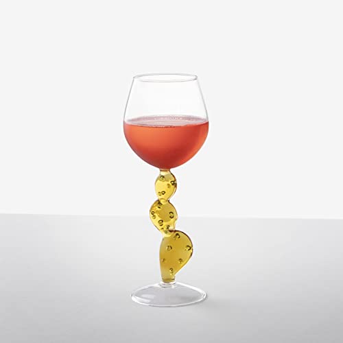 Verre à vin design Cactus Jaune : le cadeau idéal d'art de la table