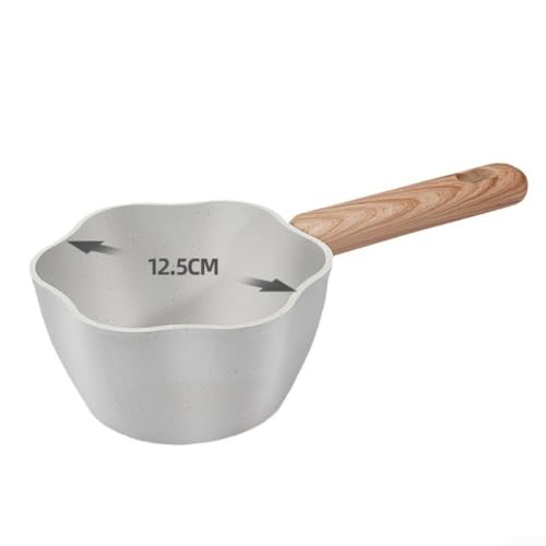 Olla de leche de aluminio ligera diseñada para una distribución uniforme del calor en cocinas de gas de inducción y eléctricas (blanco)