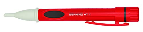 BENNING VT 1 berührungsloser Phasen- und Kabelbruchprüfer (Prüfart 1-polig Phasenprüfung an Steckdosen isolierter Leitungen Spannungsmessbereich 200 V - 1000 V AC) 20054 Rot
