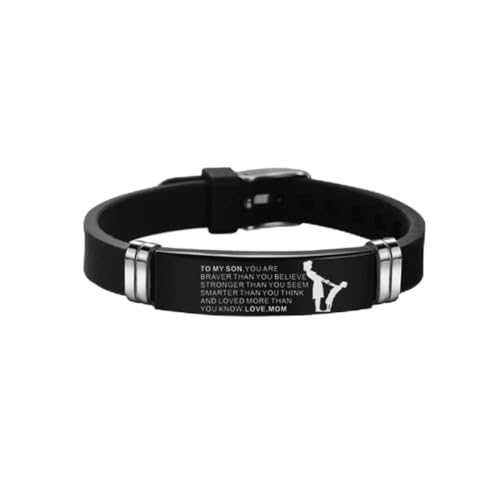 Bracelet en silicone pour hommes réglable : bijou message de courage fils et parents