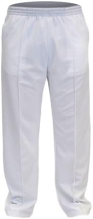 New Model UK Mens Bowling Trouser Elasticated Waist Cricket Golf Trousers (S to XXL) Leg Inside 27'' 29'' 31'' (M) White