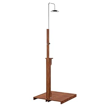 outdoor sauna with shower