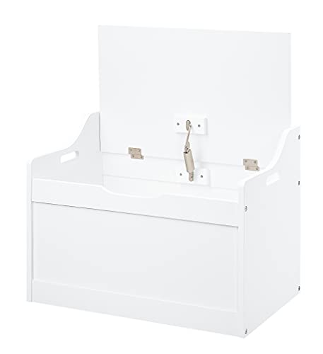 Raamzo Wood Modern Storage Bench Box Blanket Chest Trunk With Safety Hinged Lid In White Finish #TOP4