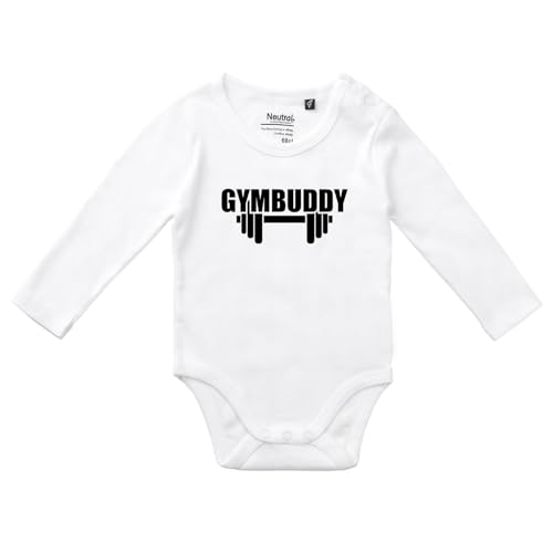 Huuraa Unisex Babystrampler Gymbuddy Hantel Geschenk Größe 80 White Bio Baumwolle Fairtrade Gymbuddy Überraschung Huuraa Unisex Babystrampler Gymbuddy Hantel Geschenk Größe 80 White Bio Baumwolle Fairtrade Gymbuddy Überraschung