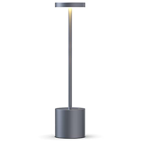 YIKUI Kabellose Tischleuchte, USB, wiederaufladbar, Schreibtischlampe für den Außenbereich, 2 Modi, Aluminium, verstellbar, 6000 mAh, für Zuhause und Restaurant, Terrasse (grau) Cover