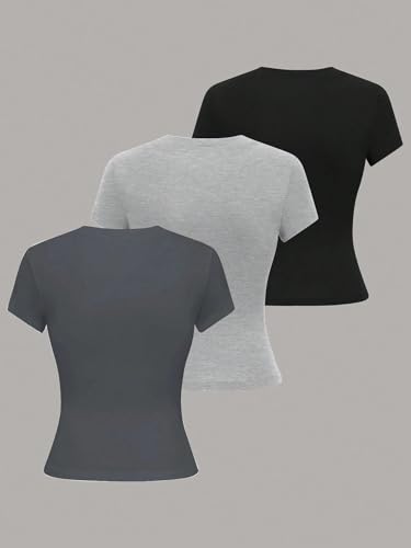 T-Shirts Tees Tops for Women Summer Plain Crew Neck Short Sleeve Casual T Shirt Outfits Clothes 20253