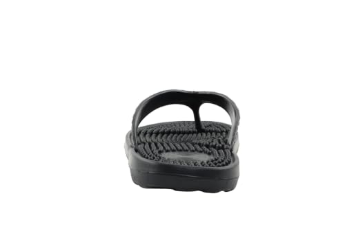 Image of Bata Acupressure Flip Flops for Men, Black Massage Slippers | Nodded Footbed, Reflexology Design, Toe-Post Style, Rubber Sole, Daily Wear