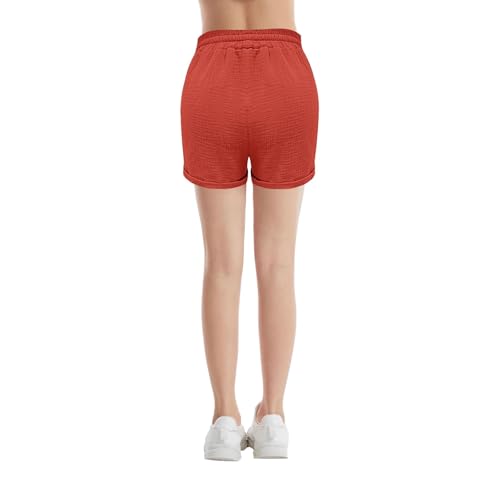 Girls Tie Front Linen Shorts with Pockets Casual Cotton Elastic Waist Shorts with Drawstring Trendy Summer Beach3