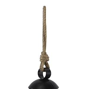 Deco 79 metal decorative cow bells tibetan inspired with jute hanging rope 10859h black  urban country home decor