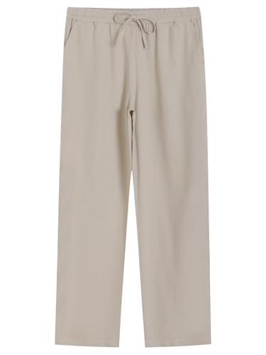 Weintee Women's Tall Linen Pants Long 34 Inch Inseam Wide Leg L Khaki — Amazon listing image