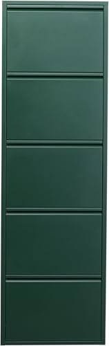Kare Design Schuhschrank Caruso Grün, Metall, mit 5 Klappen, Schuhablage für 10 Paar Schuhe, schmal, platzsparend, hoch, Schuhregal, Eingangsbereich, 170x50x15 cm (H/B/T)