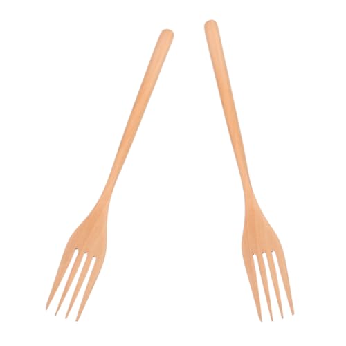 Cabilock Stirring Salad Forks Wooden Eating Forks for Cooking Serving Versatile Kitchen Tool Set
