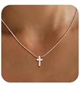 Cross Necklace for Women 14K Gold/Silver Plated Dainty Small Cross Pendant Choker Simple Trendy C...