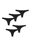 C&A Damen String Unterwäsche Stretch|Baumwolle Multipack|5er Pack schwarz L