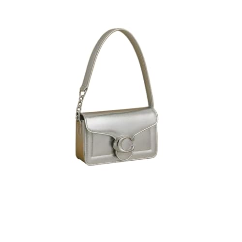 Bolsa Feminina de Ombro com Alça Longa e Ferragem Plástica Design Casual para Uso Diário(Prateada)