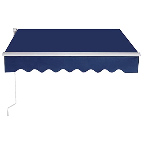 COSTWAY Toldo Exterior Plegable de 2,5 x 2 Metros, Toldo Impermeable Retráctil con Manivela y Resistente a la Intemperie, para Balcón y Terraza (Azul Oscuro)