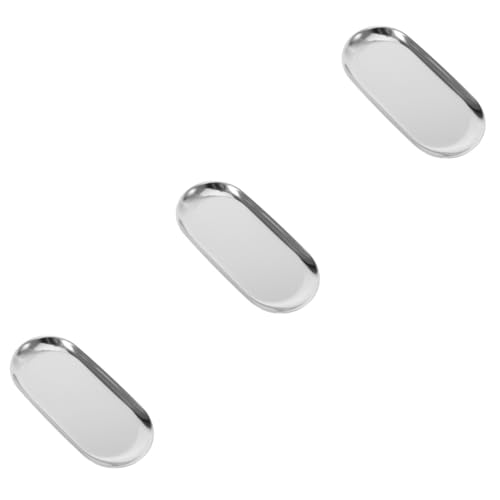Alipis 3pcs Multi-Purpose Tip Tray Stainless Steel Plate Restaurant Serving Trays
