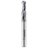 ZahyoX 2 Flöten TiAlN-beschichteter Kugelkopf-Schaftfräser, Vollhartmetall-Upcut-Spiral-CNC-Fräser, 1/4 Durchmesser, 1/8 Radius, 1/4 Schaft, 3/4 Schnittlänge, 2-1/2 insgesamt Länge