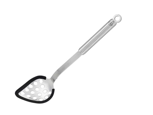 RÖSLE Multifunktionslöffel Silikon, Hochwertiger Universallöffel mit Silikonrand und Rundgriff, Edelstahl 18/10, spülmaschinengeeignet, 35 x 8 x 6 cm, Silberfarben/Schwarz
