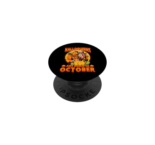 Halloqueens are Born in October Halloween Queen Birthday PopSockets PopGrip Adhésif