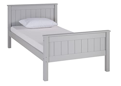 Harmony Twin Size Wood Platform Bed, Dove Gray, Youth Bedroom, Brazilian Pine (Pinus Taeda and Pinus Elliottis), Headboard, Footboard, Side Rails, Slats, Guest