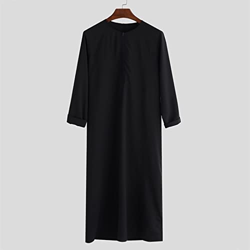 Mens Kaftan Robe Zip Up Long Sleeve Solid Extra Long Robes Gown with Pockets Long Sleeve Muslim Shirt Thobe4