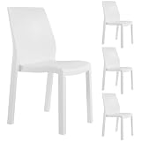 PAPATYA Stühle Esszimmer 4er Set | Esstisch Stühle & Essstühle für Innen & Außen | Gartenstühle Balkonstuhl wetterfest Terassenstuhl Belastbarkeit von 200 kg | Küchenstühle stapelbar - Weiß