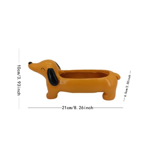 Pot à fleurs Dachshund en résine : jardinière à cactus Teckel pour balcon