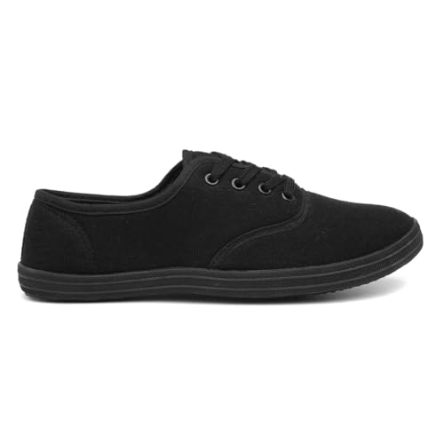 Red Fish Tai Womens Black Lace Up Canvas Shoe - Size 6 UK - Black - Image 2