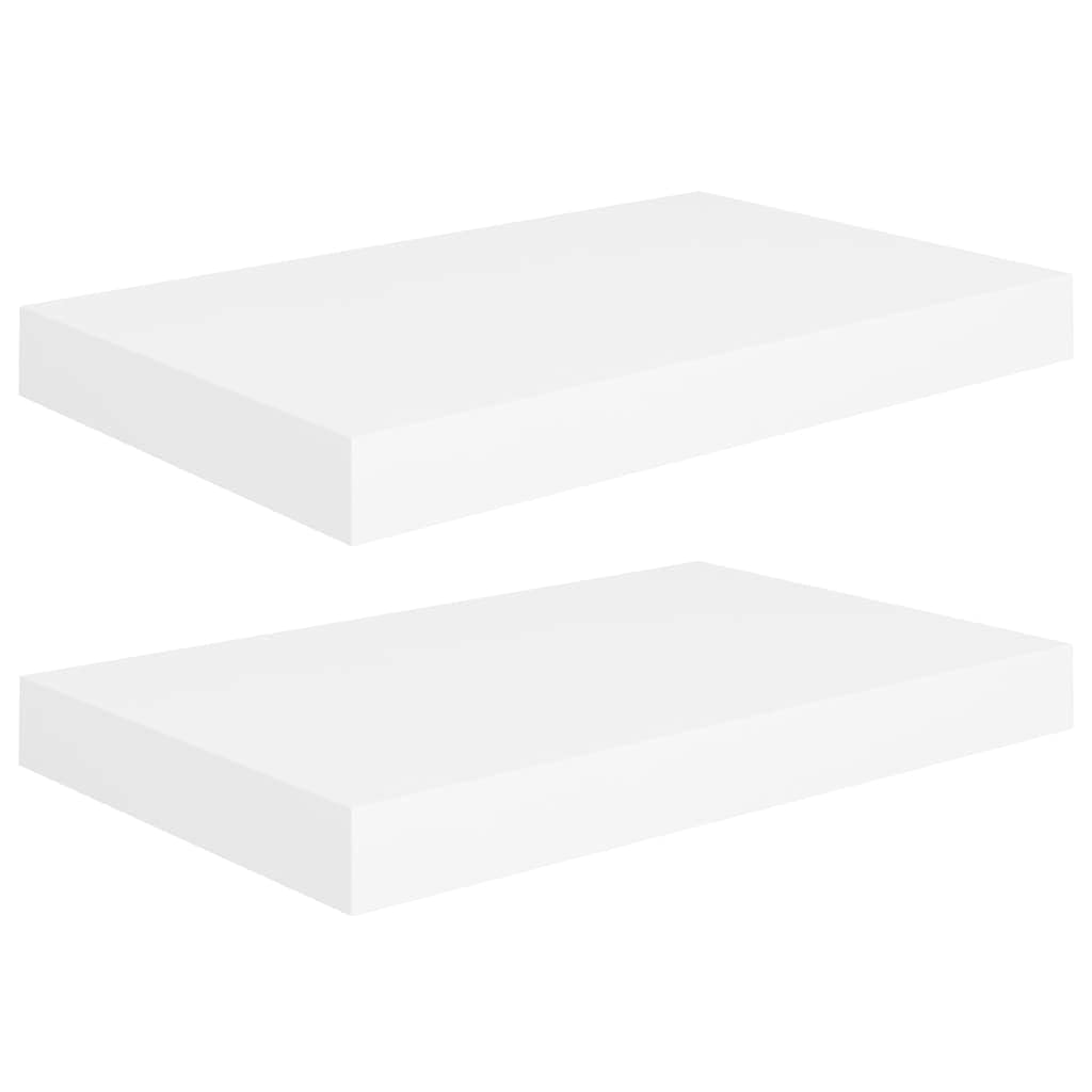 Zestaw 2 półek wiszących, białe, 40 x 23 x 3,8 cm, płyta MDF o strukturze plastra miodu z metalową ramą, niewidoczny system mocowania książek i artykułów dekoracyjnych, stabilna półka ścienna