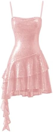 Wchecalino Sparkly Tiered Sequin Homecoming Dresses 2026 Cowl Nec...