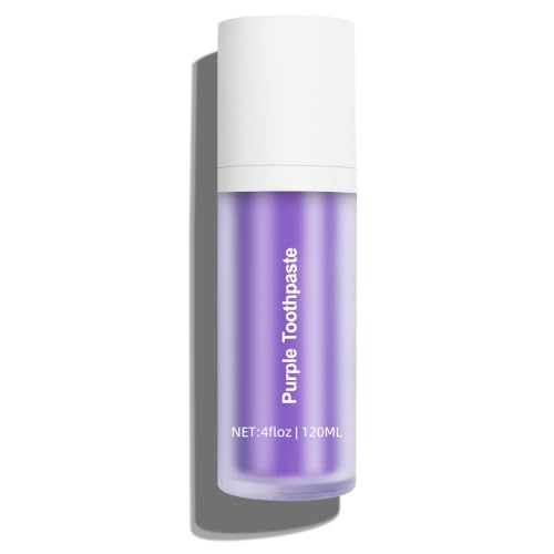 Ktintar Purple Toothpaste for Teeth Whitening Teeth Whitening Toothpaste Purple Toothpaste Whitening Tooth Stain Removal Colour Corrector Stubborn Stain Removal & Enamel - 4 Fl Oz