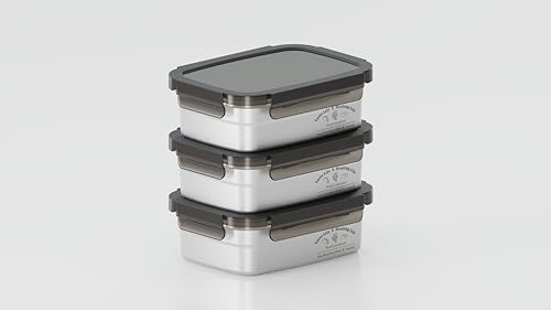 Image of Stainless Steel Fridge Storage Box Set - Food Grade, Leakproof Kitchen Organizer, Freshness Locking, Microwavable & Freezer Safe - Silver with Lid (1000 ML - 3 Pcs)