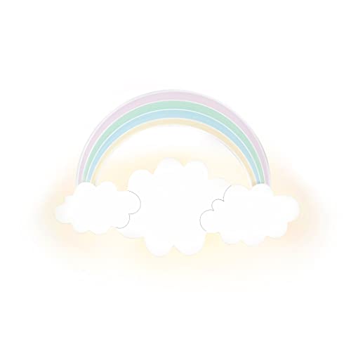 Lights4fun Battery Operated LED Cloud & Rainbow Children's Wall Light Kids Bedroom Nursery Decoration with Remote and Timer