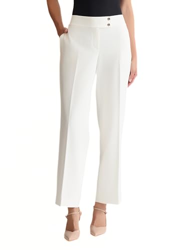 Kasper Women's Stretch Crepe Tab Waist, Wide-Leg Pant