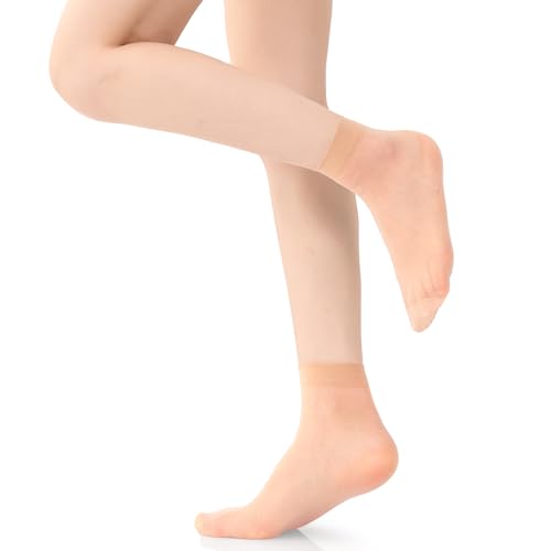 Image of 12 Pairs Women's Ankle High Sheer Socks for Women Nylon Socks Soft Tight Hosiery with Reinforced Toe