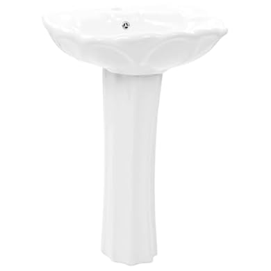 Foto di vidaXL Lavandino a Colonna in Ceramica Bianca Sanitari Bagno Lavabo Lavello