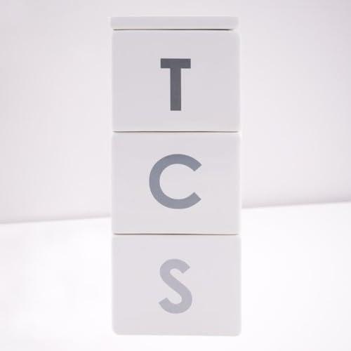 WiseAccordioSet of 3 White Ceramic Stacking Canisters for Tea, Coffee, Sugar - Air Tight Lid Kitchen Storage Jars Set