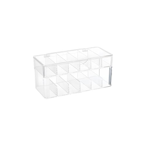 Caja organizadora de cables USB de 12 rejillas con tapa de plastico transparente