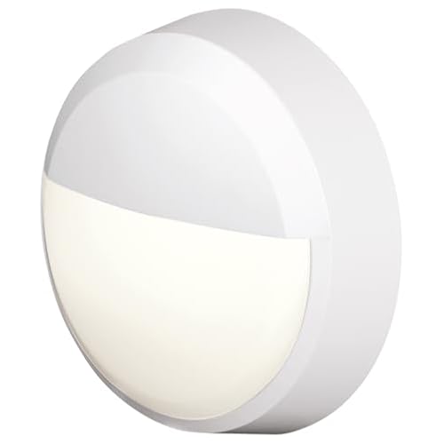 4Lite Pylus Round Eyelid Bulkhead White - Polycarbonate Construction - CCT Selectable 3000/4000/6500K - External Use