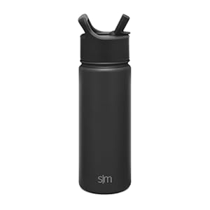 Simple Modern Kids Water Bottle with Straw Lid Vacuum Insulated Stainless Steel Metal Thermos Bottles | Reusable Leak Proof BPA-Free Flask for School | Summit Collection | 18oz, Midnight Black