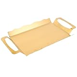 TOBBOMEY Rechteckiges Serviertablett aus Edelstahl 28X153cm Goldfarbenes Snack und Desserttablett mit Griffen für Buffet Party und Couchtisch