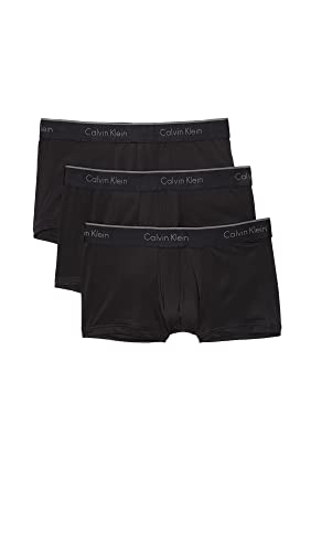 Calvin Klein Men's Underwear Microfiber Stretch 3 Pack Trunk, Black, Medium