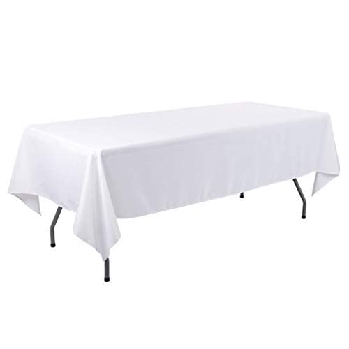 Waysle White Tablecloth For Rectangle Tables 60 X 102 Inch - Washable Polyester Table Cloth For 6 Foot Table - Perfect For Wedding, Restaurant, Party, Dinning, Banquet Decoration #TOP24