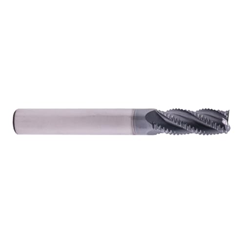 Image of 4 Flute Solid Carbide Roughing End Mill(1Pc, 5 /16 inch), ALCrSiN Nano Coated | 35 Helix, 5 /16 inch Cutting Dia, 5 /16 inch Shank Dia, 13 /16 inch LOC, 2-1 /2 inch OAL, for Milling Alloy Steel, Carbon Steel, Cast Iron